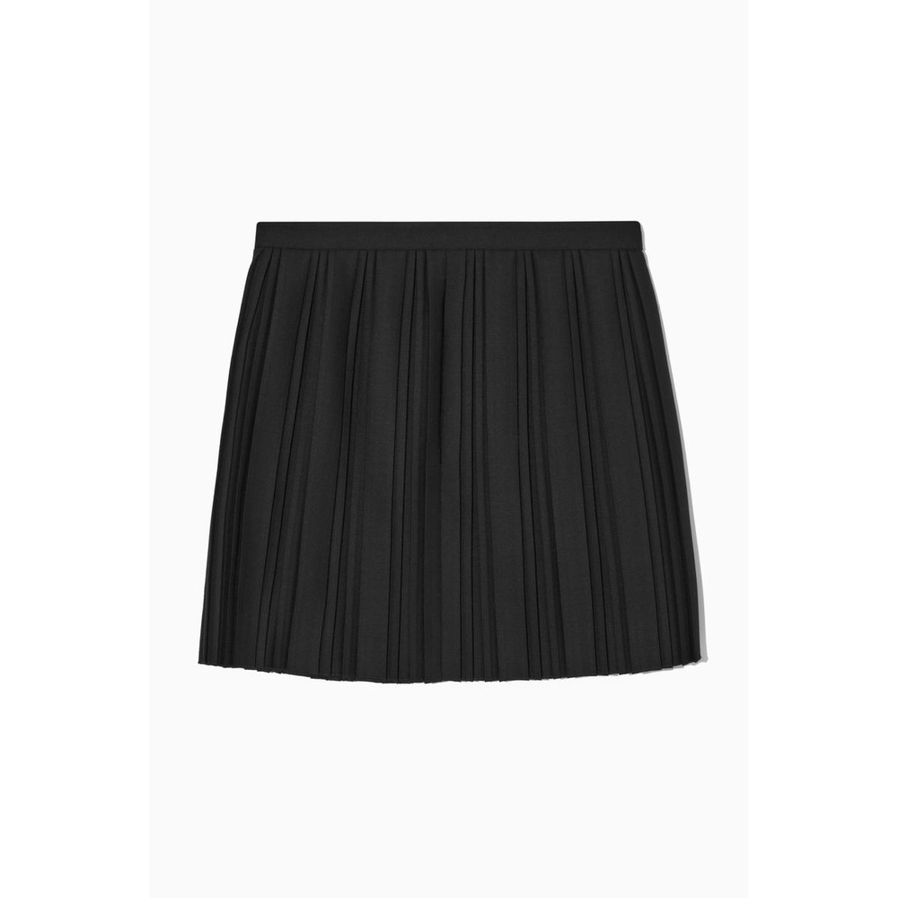 COS Womens Black Wool Blend Pleated Mini Skirt Size 6 Sharp Knife Pleat Office